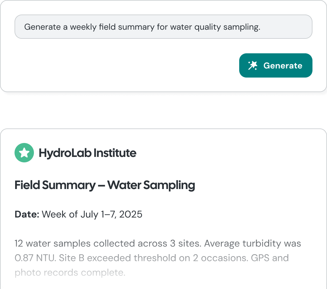 AI report generation showing a professional report being created