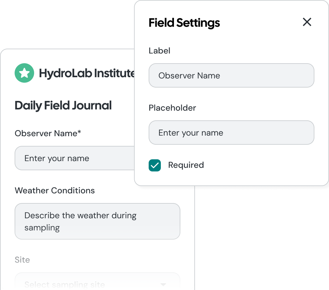 Form template builder showing reusable form components