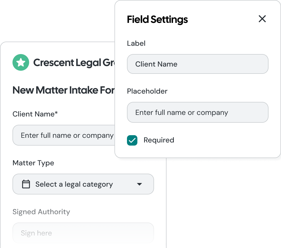 Form template builder showing reusable form components
