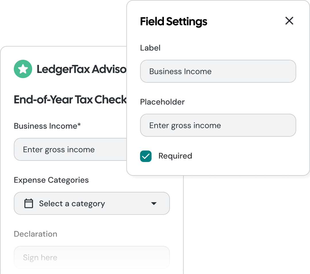 Form template builder showing reusable form components