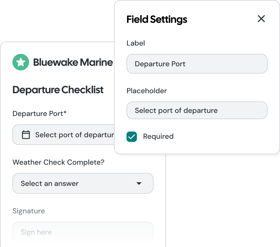 Form template builder showing reusable form components